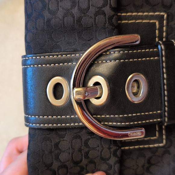 Coach Coach 3628 Vintage Soho Shoulder Bag Black Canvas Leather Monogram - Picture 8 of 14